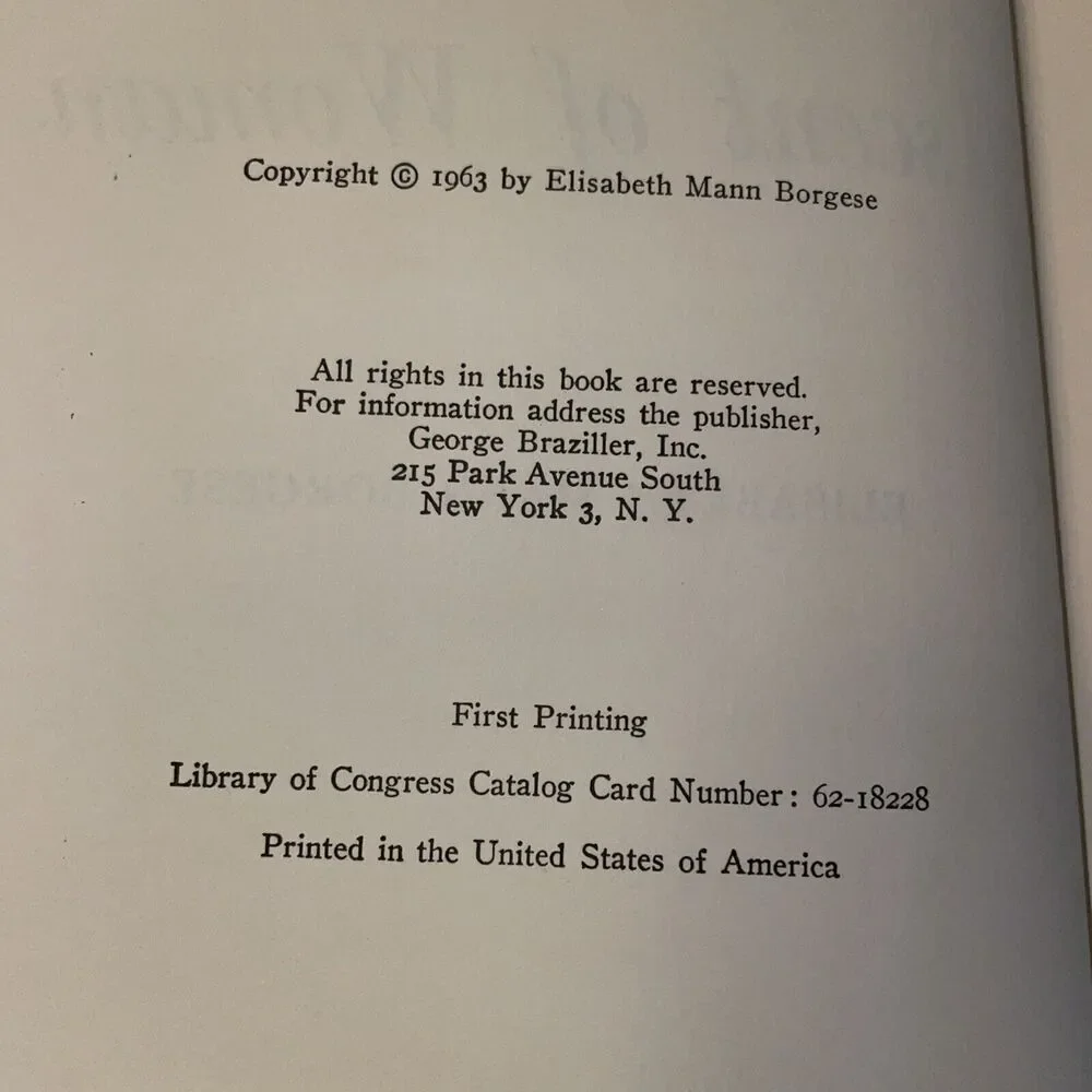 Ascent of Woman by Elisabeth Mann Borgese 1st Ed. 1963 Hardcover No Dust Jacket